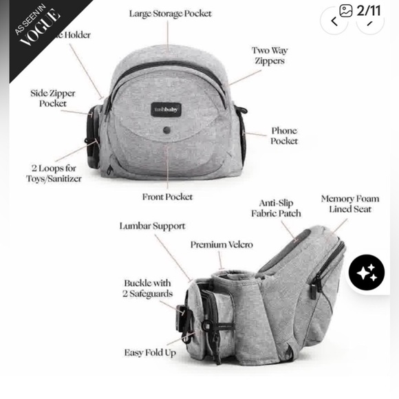 TUSHBABY Grey carrier EUC - Picture 3 of 9